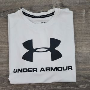UA -  Swim  SS Tee - White with Black UA Logo on front - Boys YLG